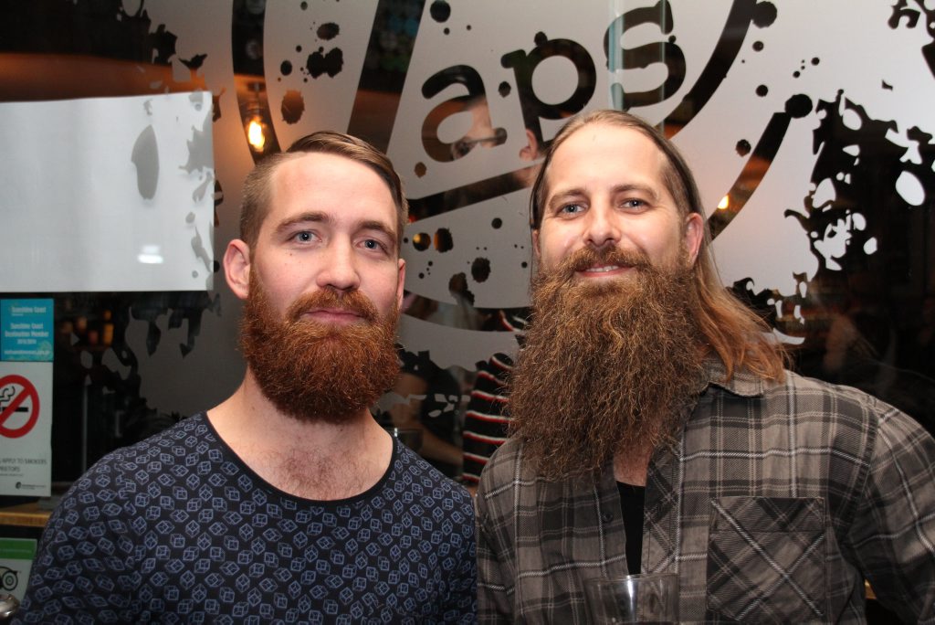 Taps Mooloolaba presents the 2nd Annual Beard and Moustache Competition. Kalon Payne and Mick Storey Photo: Pete Evans / Sunshine Coast Daily
